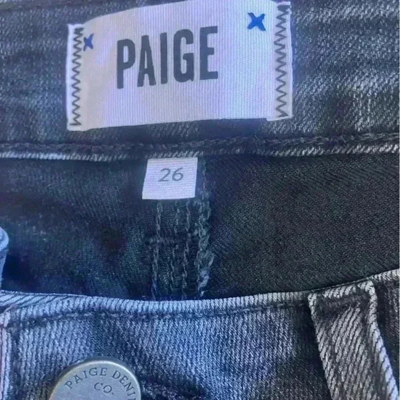 Paige Hoxton Ankle Faded Black Cotton Jeans - Picture 7 of 8